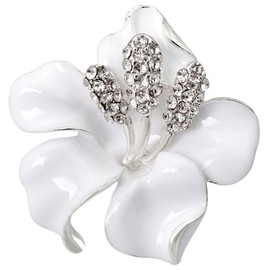 FAIRYGATE Women's Brooches & Pins Wedding Dress Women's Brooches & Pins Lapel Pin for Women White Rose Flowers Brooch with Created Crystal B3512
