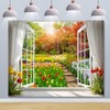 Spring Backdrop 10x8ft Garden Window Floral Flowers Easter Photography Backdrops