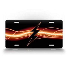 Black Flash Lighting License Plate Dark Lighting Bolt Thunderbolt Auto Tag