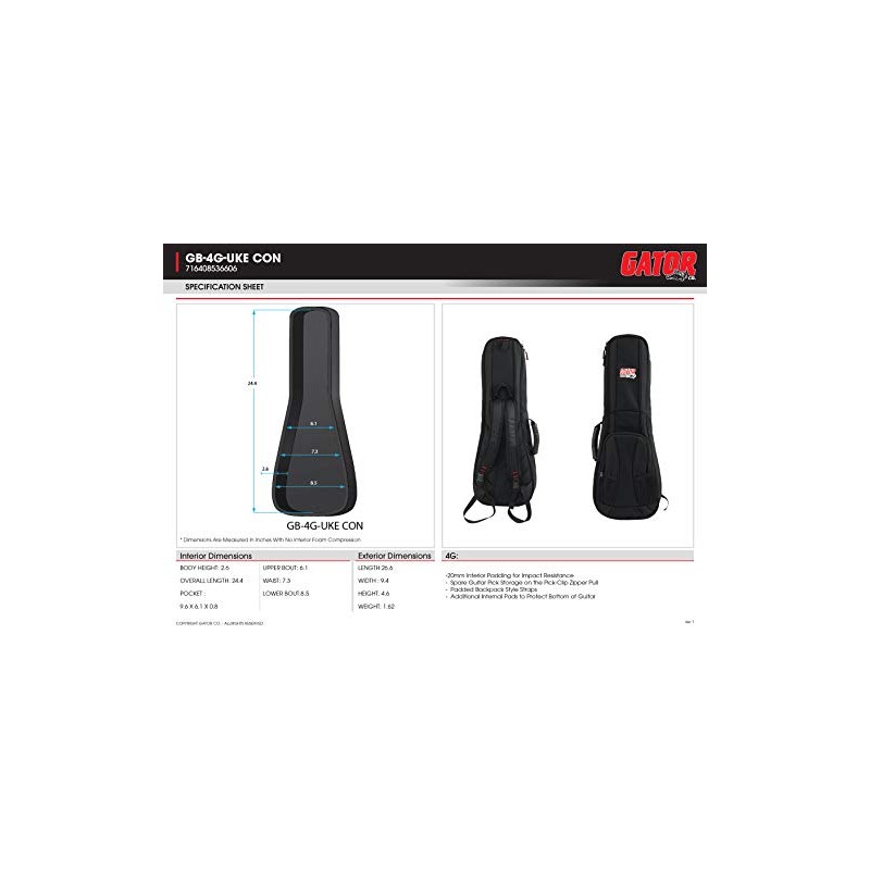 Gator Ukulele Bag (GB-4G-UKE CON)