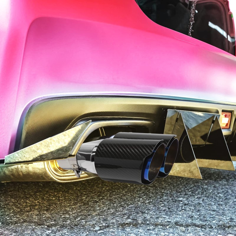 Vechkom 2.5"Inlet 3.5"Outlet Double Exhaust Tip 7.48'' Overall width Carbon