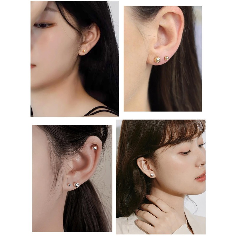 ChicSilver Ball Earrings, Women's 925 Silver, Round Ball Earrings, Simple