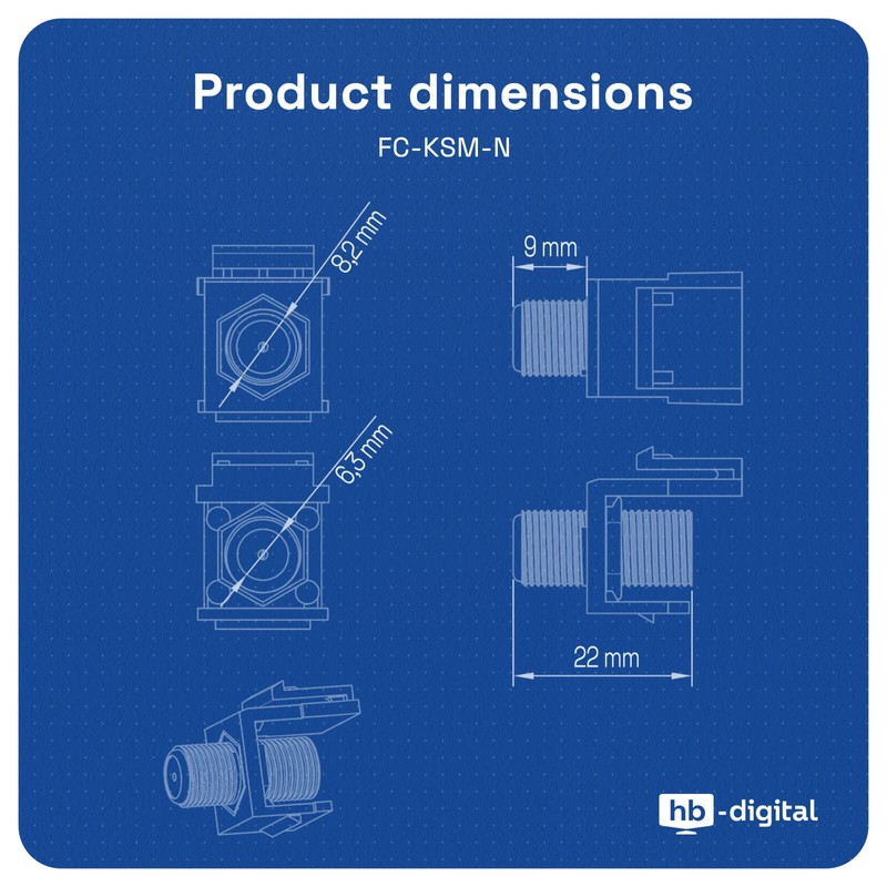 HB-DIGITAL Keystone Module with F-Connector Socket Nickel-Plated Multimedia Keystone for