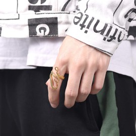 U7 Gothic Rings for Men Punk Knuckle Jewellery Y2K Eboy Mens Octopus Full Finger Ring