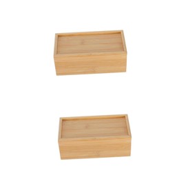 STOBOK Box of 2 with Sliding Lid Storage Made of Bamboo Storage Container with Lid Office Photo with Lid Pen Boxes Wood