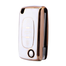 Chaexii Car Key Protector Key Cover for Peugeot 207 307 308 407 408 508 Citroen C2 C3 C4 C5 C6 C8 3 Button Remote Control Protector White