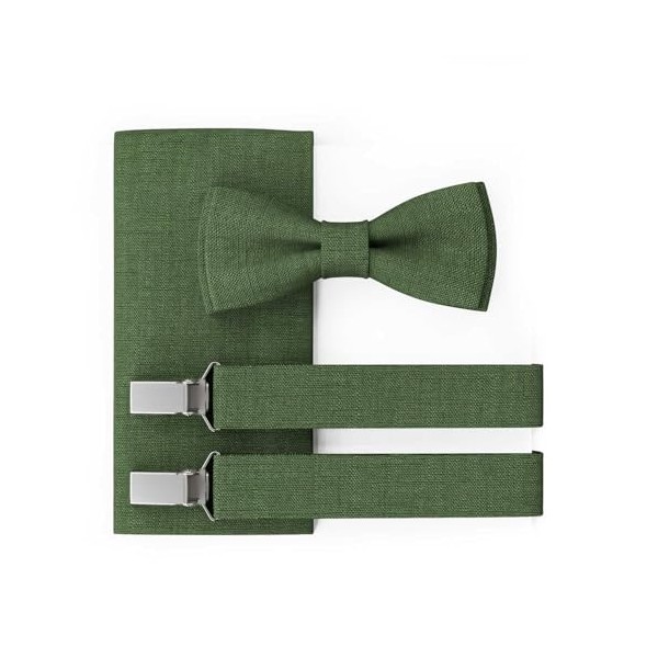 MAY-TIE Herren Fliege Set | Hochzeitsfliege vegan vorgebunden | Leinen