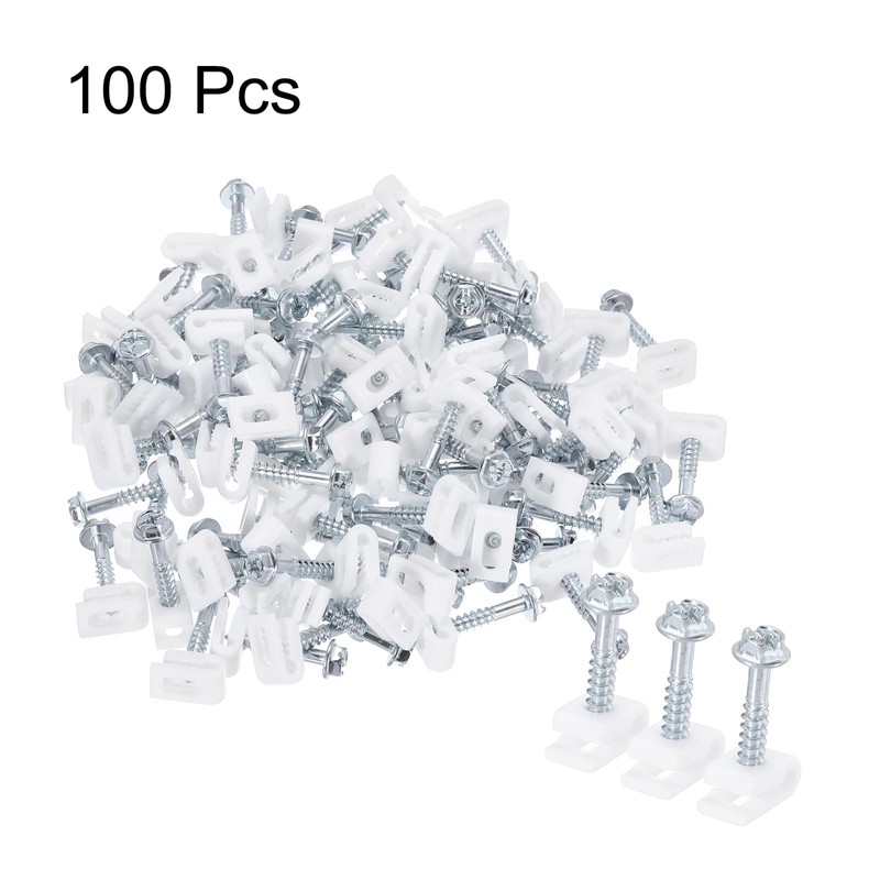 sourcing map 100pcs Single Coaxial Cable Clips 1/10" (3mm) Screw