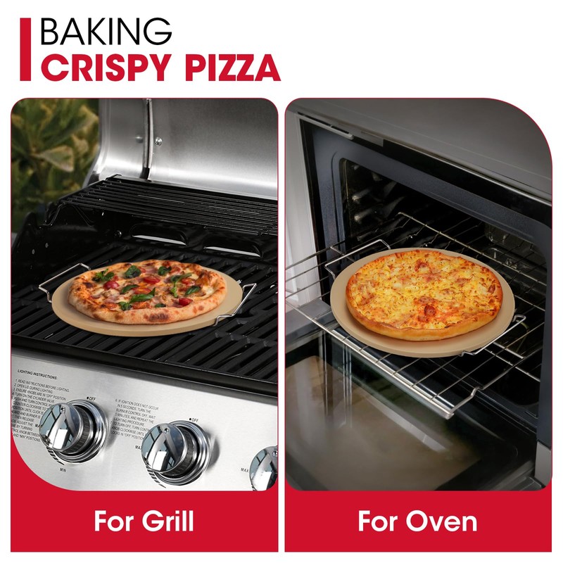 Unicook 12 Inch Round Pizza Stone for Oven and Grill,