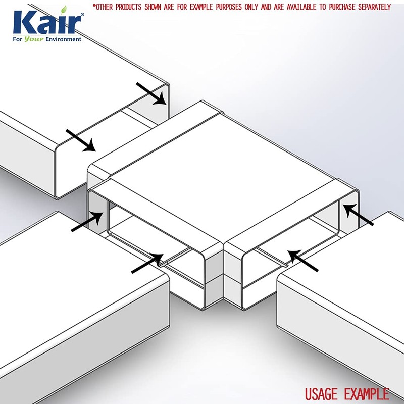 Kair Equal T-Piece Adaptor 204mm x 60mm for Rectangular Plastic