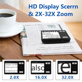 RayHong Digital Magnifier 3.5 Inch, 2X-32X Zoom Portable Digital Video Magnifier,LCD Screen Video Aids Digital Magnifier for The Visually Impaired, Low Vision, Color Blindness, Amblyopia
