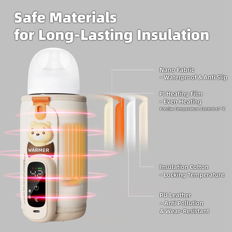 Portable Bottle Warmer for Travel, Baby Bottle Warmer for Breastmilk