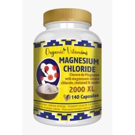 Magnesium Chloride (cloruro de magnesio) 140 Capsules - High Absorption Magnesium Supplement with Citrate, chelated and Oxide High Potency Mg. Easy to Swallow, Non-GMO
