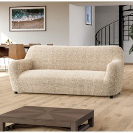 PAULATO BY GA.I.CO. Sofa Slipcover - Stretch Couch Cover - Stylish Cushion Sofa Cover - Soft Fabric Slipcovers - 1-Piece Form Fit Washable Protector for Pet - Microfibra - Mediterra Sandstone