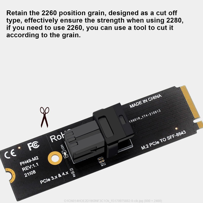 M.2 PCIE 4.0 to SFF8643 U2 Adapter M.2 NVME to