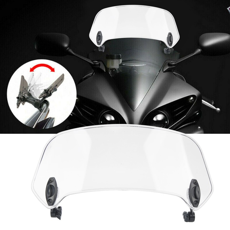Motorcycle Windscreen Adjustable Clip On Windshield Universal Wind Deflector for