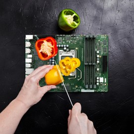 Motherboard Motherboard Glass Chopping Board - Technological Design for Your Kitchen Green Electronic Components Processor Memory Cards for Kitchen