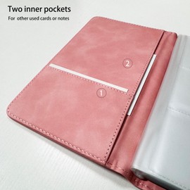 Leather Professional Business Card Holder Book Organizer, 240 Card Slots Capacity Booklet, Premium PU Name Cards Storage Folder with Soft Cover, Credit Card Binder Holder for Men/Women (Pink)