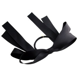 VINGTAINE H-479 Long Ribbon Hair Elastic Pony Hook Hair Cuffs Hair Hook, Adult Cute, Women's Hair Accessory, Black