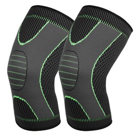 Yasdyri Knee Support Sports Knee Support Osteoarthritis for Men Women Pack of 2 for Meniscus Tear, Arthritis, ACL, Sports, Fitness (Green, XL)