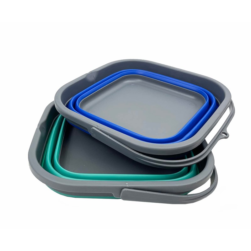 SAMMART 5.5L Set of 2 Collapsible Square Handy Bucket/Foldable SquareWater