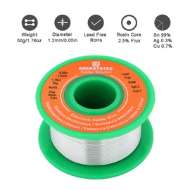 E ENERSYSTEC Lead Free Electronics Soldering Wire 1.2mm 50g, Rosin Flux Core Electrical Solder Wire Sn99 Ag0.3 Cu0.7 Electric Soldering Alloy Solder No Clean 0.05 Electronic Soldering