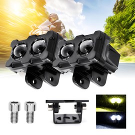 PLUSBEAM LED Motorcycle Auxiliary Lights,2 PCS Universal 40W Mini LED Headlights Fog Lights Dual Color Motorcycle Driving Lights for ATV UTV SUV E-Bike Truck Boat Tractor