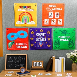 Ireer 5 Pcs Social Emotional Learning Active Calming Activity Set Social Emotional Learning Activities Active Calming Down Center Educational Games for Kids Preschool Classroom Home Wall Decorations