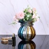 oliruim Hand Blown Glass Vase, Modern Blue Brown Blown Round