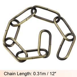 sourcing map Pendant Light Fixture Chain, 0.16 Inch Thick 12 Inch Long Chandelier Hanging Links with Chain Connectors Hook Rings, Bronze 1 Set