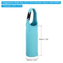 PATIKIL 67mmx185mm Water Bottle Sling Bag, 1 Pack Neoprene Portable Insulated Bottle Holder Carrier with Removable Adjustable Shoulder Strap, Light Blue