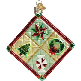 Old World Christmas Christmas Quilt Glass Blown Ornament for Christmas Tree, Handcrafted Holiday Decoration, Holiday Collection
