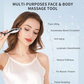 KECC Gua Sha Facial Massager (Fishtail),Stainless Steel Cold Roller Sticks for Face Eyes,Crescent Line Chin Lift Tightening Skin Tool, 4 Edges Drainage Sculpting Beauty Tool