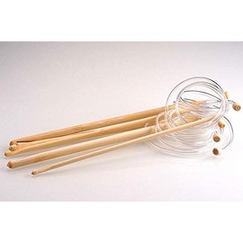 Premium Tunisian Crochet Hook Set - 5 Pieces - (5.5-6.5 - 8.0-9.0 - 10.0 mm) Bamboo Crochet Hooks Knitting + Nylon Wood Bamboo Needle Knitting Needles