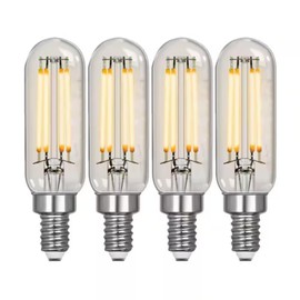 Feit Electric 40-Watt Equivalent T6 Dimmable Straight Filament Clear Glass E12 Candelabra Edison LED Light Bulb, Soft White - 4 Pack