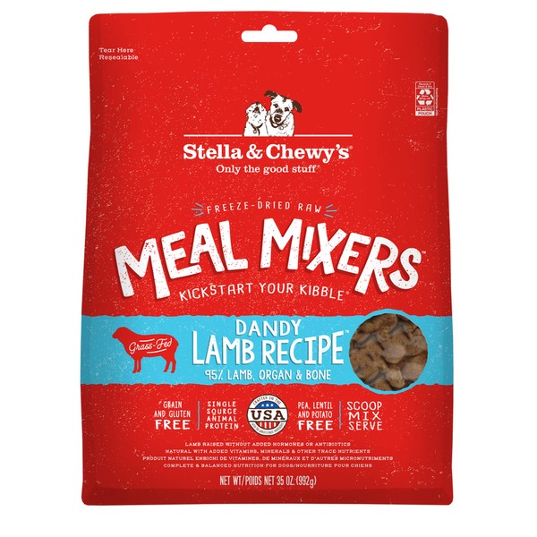 Stella & Chewy's Freeze Dried Raw Dandy Lamb Meal Mixer – Dog Food Topper for Small & Large Breeds – Grain Free, Protein Rich Recipe – 35 oz Bag