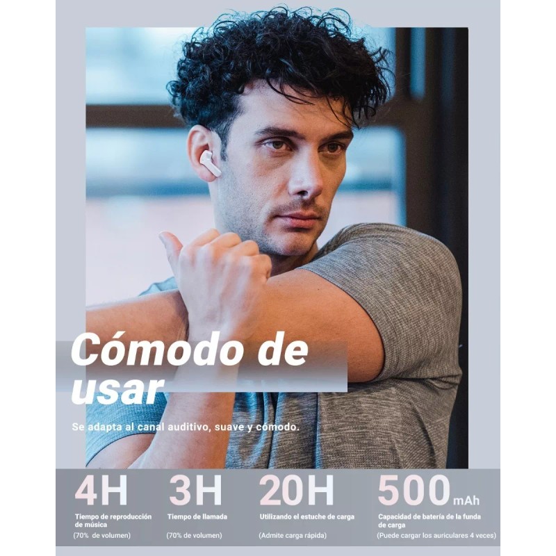 Acefast Audifonos Inalámbricos Pantalla Digital Reducción Ruido Ipx4 Color Gris