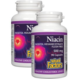 Natural Factors Non-Flushing Niacin 500mg - 90 + 90 Caps (2 For Deal)