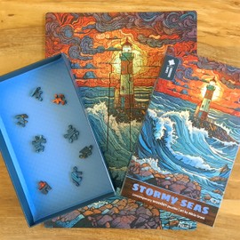 Gorgeous Games "Stormy Seas" Medium Wooden Jigsaw Puzzle | 28cm x 40cm | 321 Pieces | Stunning Contemporary Artwork | Extra Thick Premium Wooden Jigsaw Puzzle