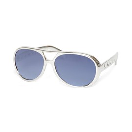 Gravity Shades Rock N Roll King Style Sunglasses Burning Love, Silver Blue Lens