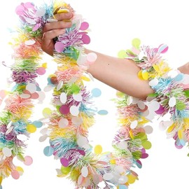 Guirnalda de Pascua, guirnalda de primavera de oropel con purpurina de 50 pies para decoración de árbol, repisa de chimenea, dormitorio, oficina, aula, fiesta, interior, exterior, vacaciones, hogar