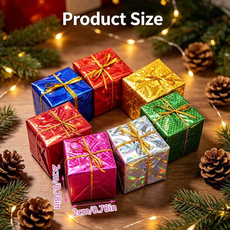 Aixiasen 24Pcs Mini Christmas Tree Ornaments,Small Hanging Gift Box Decor