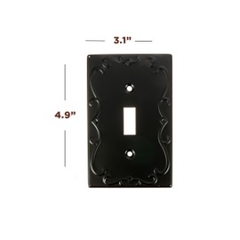 SleekLighting | Wall plates Decorative Regal Scrollwork Black | Electric Outlet and Switch Covers| Style: 1 Gang Toggle (2 Pack)