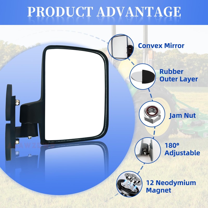 Universal Tractor mirrors,Magnetic Mirrors For Tractors Compatible with Kubota B