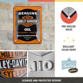 Nostalgic-Art Retro Tin Sign 15 x 20 cm Harley Davidson - Genuine Oil - Gift Idea for Bikers Metal Vintage Design