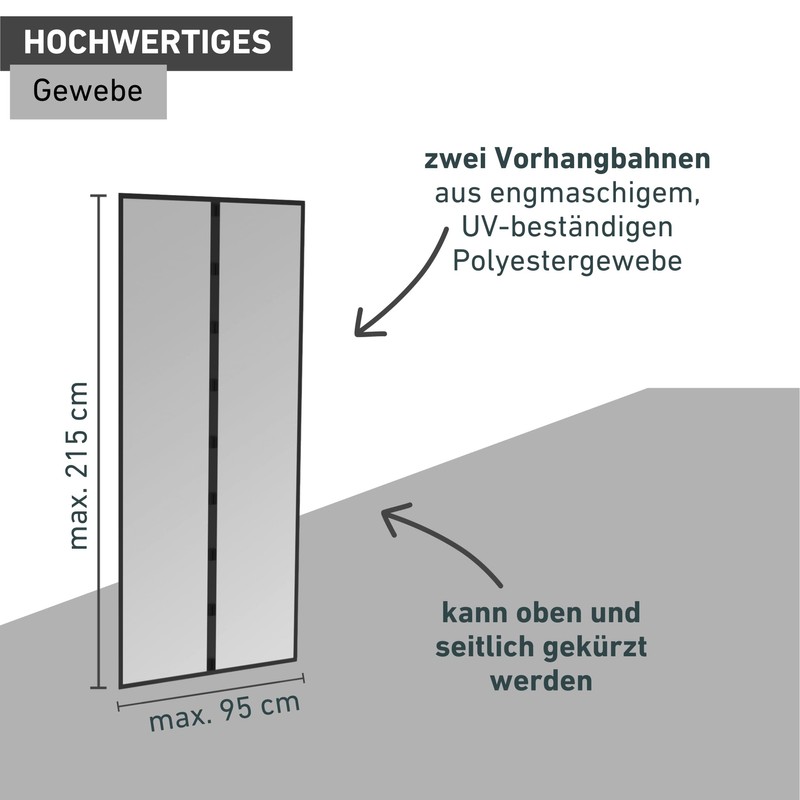 Windhager Basic Fly Screen Magnetic Curtain for Doors, Magnetic Fly