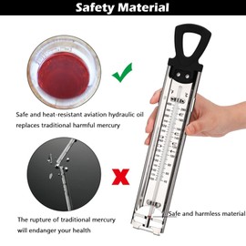 Candy Thermometer with Pot Clip, Instant Read Deep Fry Oil Kitchen Food Cooking Thermometer for Jam, Syrup, Jelly, and Deep Fry, Candy Thermometer for Candy Making
