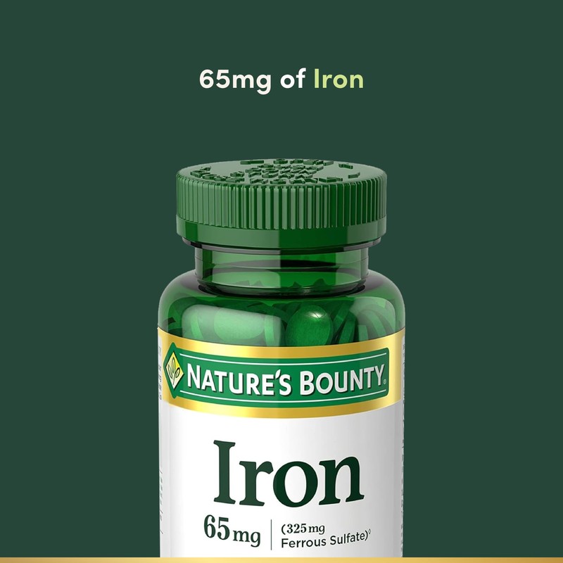Nature’s Bounty Iron 65mg, 325 mg Ferrous Sulfate, Cellular Energy
