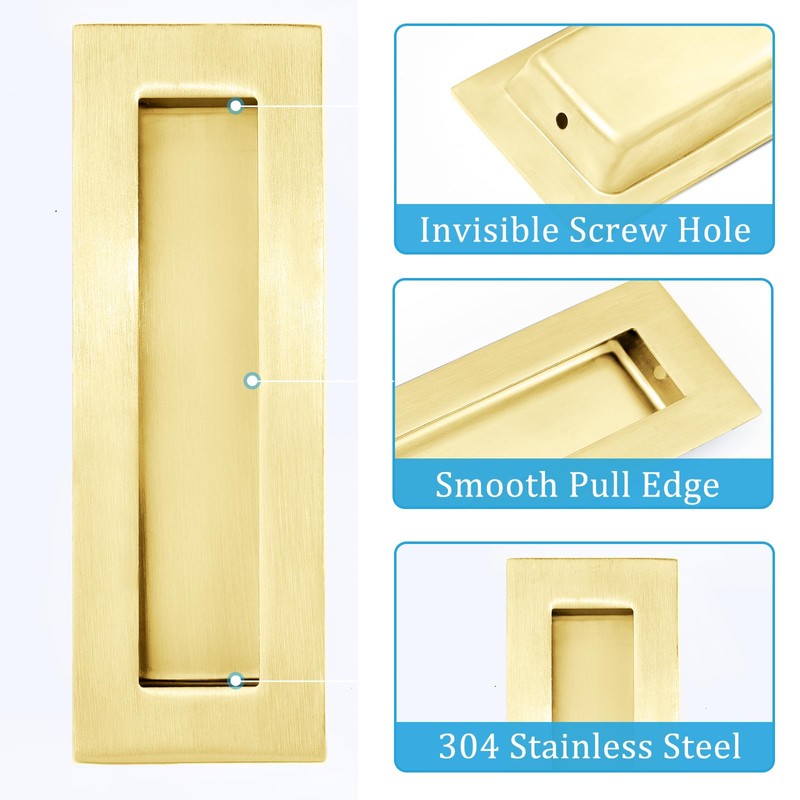 Dontay Sliding Pocket Door Handles, 304 Stainless Steel Non Locking