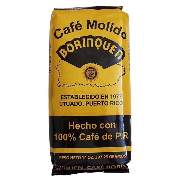 Cafe Molido Borinquen Pure Ground Coffee From Puerto Rico Mountains 14 Ounce Bags (2 Pack)